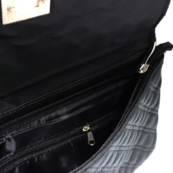 Black Cocobella Quilted Envelope Clutch | Evening Handbag | Purse - Picture 6 of 8